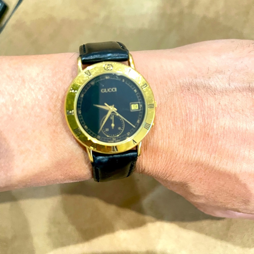 Gucci Black and Gold Chronograph gold plated